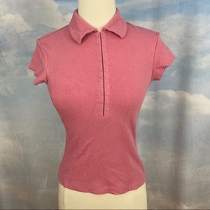 90s Express Salmon Pink Collared Top Size Small